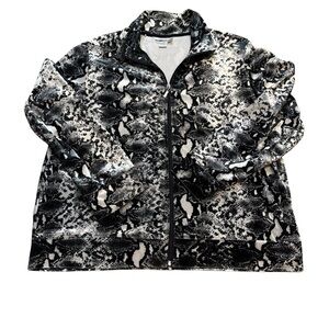 🐍 Mirror Image Black White Snake Print‎ Zip Jacket Women’s 1X 🐍